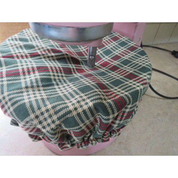 Kitchenaid Bowl Cover, Reversible Christmas Green Holly and Green and Red Check - Picture 2 of 7